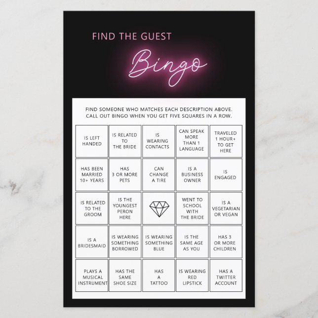 Trouvez minimaliste trouver l'invité bingo nuptial (Devant)