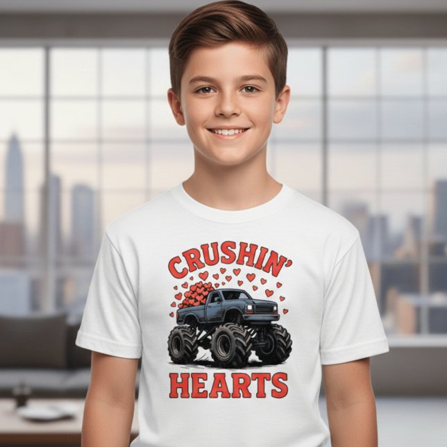 Truck Crushin’ Hearts Kids T-Shirt – Cute Valentin (Créateur téléchargé)