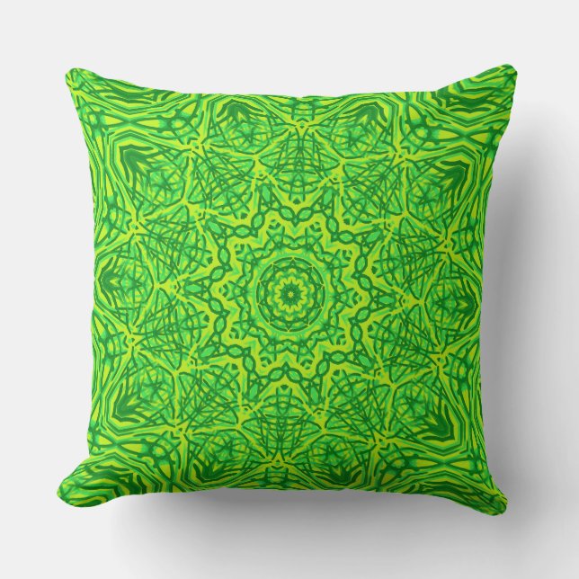 Trucs de pinceau vert Artiste Cercle Motif Coussin (Recto)
