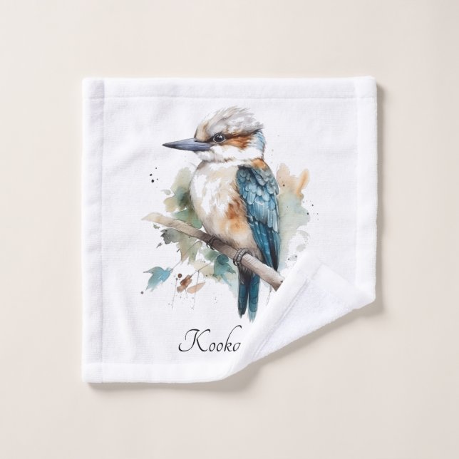 True Blue Kookaburra, personnalisé (Gant de toilette)