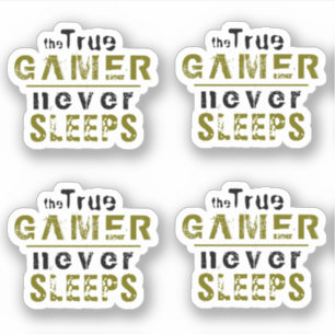 True Gamer ne dort jamais Typographie Sticker Game