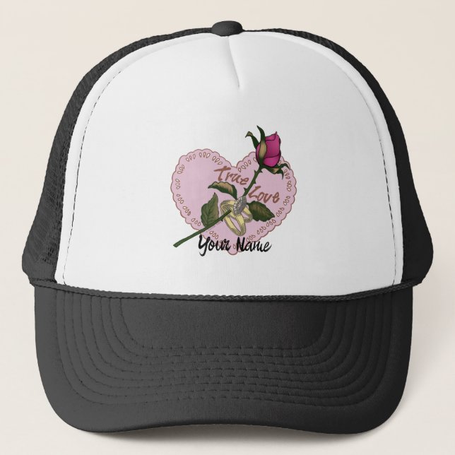 True Love Cercles Rose casquette mariage (Devant)
