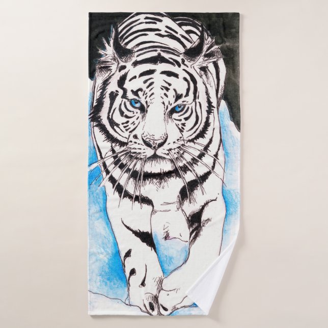 Truie blanche de tigre sibérien (Serviette de bain)
