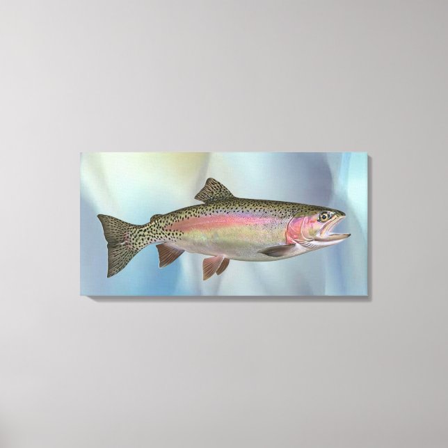 Truite brune avec Toile d'art à rayure rose (Recto)