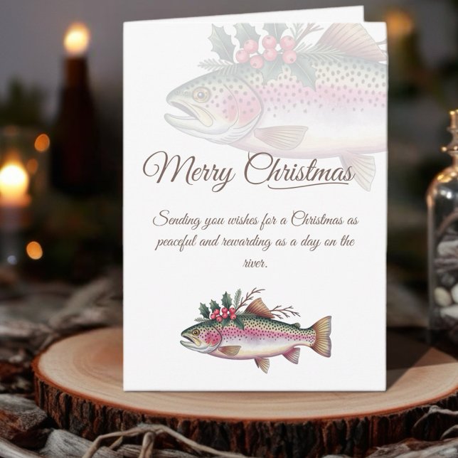 Truite Joyeux Noël Invitation (Celebrate the holiday season with our Fishing-Themed Christmas Cards collection! )