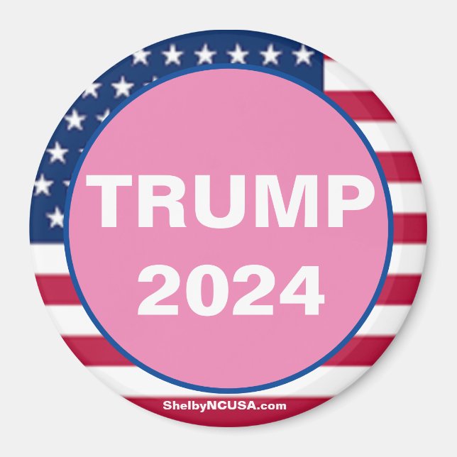 TRUMP 2024 Aimant Patriotique Rose (Devant)