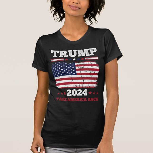 Trump 2024 : Reprenez le T-shirt féminin de l'Amér (Devant)