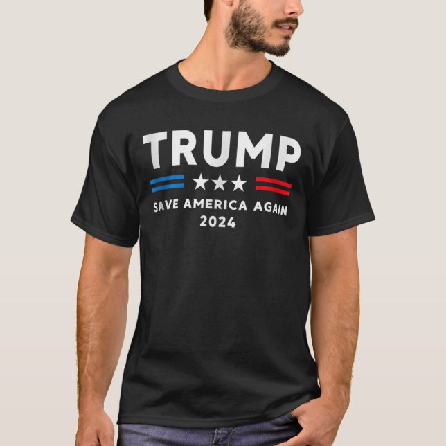 Trump 2024 Tshirt Sauvez l'Amérique Drôle T.rump H (Devant)
