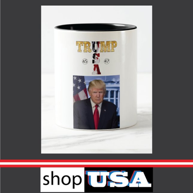 Trump 2025 Gold Portrait Mug ☕ USA 45 47 (Créateur téléchargé)