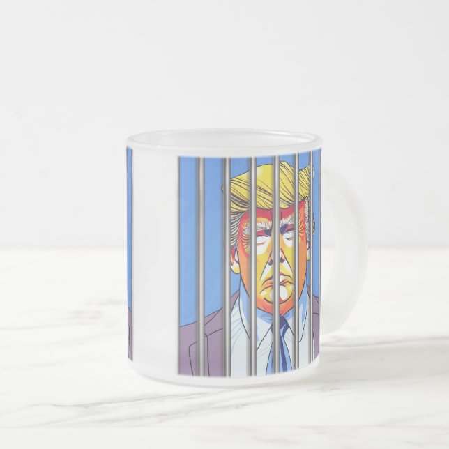 Trump en prison, Mug en verre dépoli, 10 oz (Devant droit)