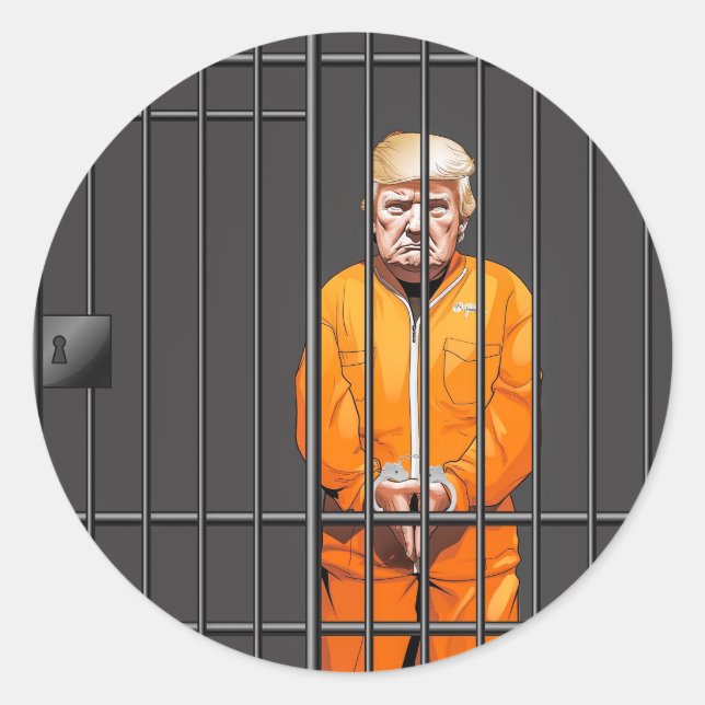 Trump en prison Sticker rond classique (Devant)