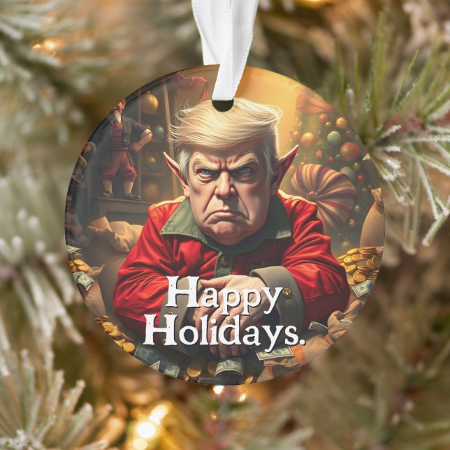 Trump en tant qu'elfe de Noël en colère (Arbre)