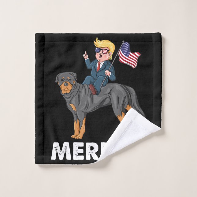 Trump Merica Rottweiler Dog American Hero (Gant de toilette)