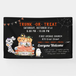 Trunk Ou Treat  Bannière du parti Halloween modern