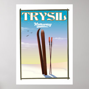 Trysil affiche de voyage de ski de Norvège,