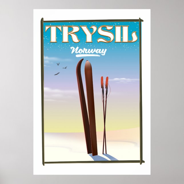 Trysil Norvège, Norvège affiche de voyage ski (Devant)
