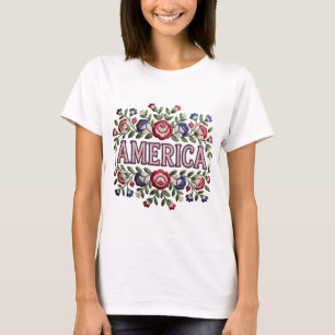 Tshirt Amérique Faux Broderie