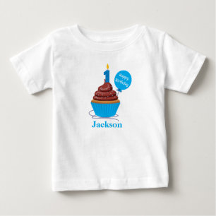 Tshirt Anniversaire Premier Cupcake bleu Personnal
