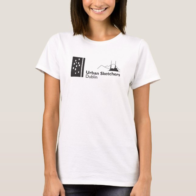 Tshirt blanc avec logo Urban Sketchers Dublin (Devant)