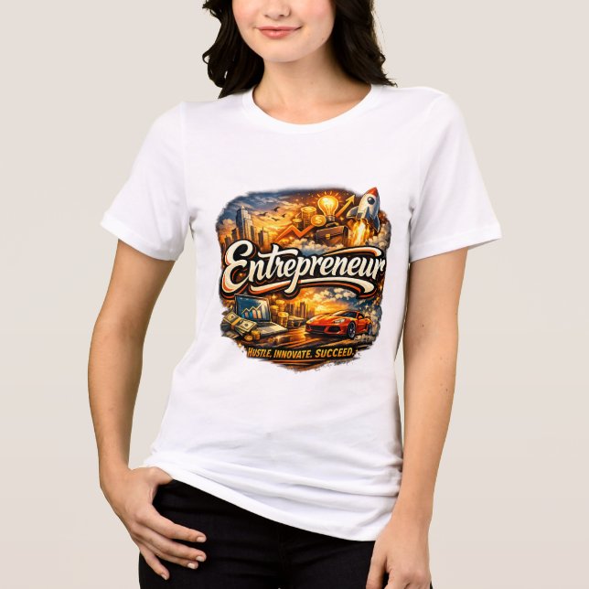 Tshirt Blanc Femme Entrepreneur Motivationnel (Recto)