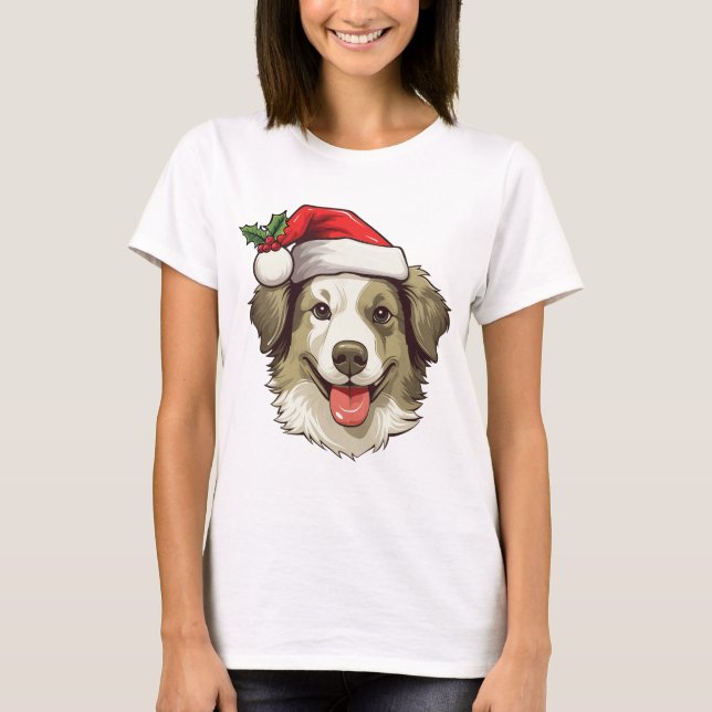 Tshirt - Bordure de Noël Collie Wheaton (Devant)