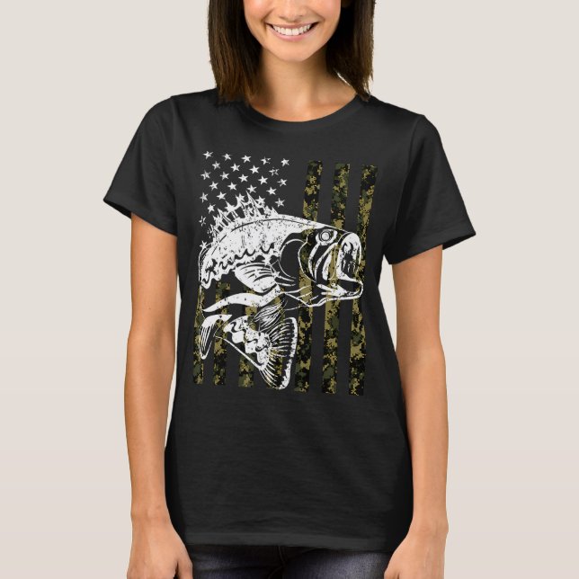 Tshirt Camouflage pêche drapeau USA pour pêcheur d (Devant)