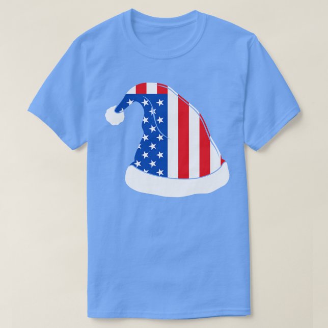 Tshirt Casquette de Noël du drapeau américain (Design devant)
