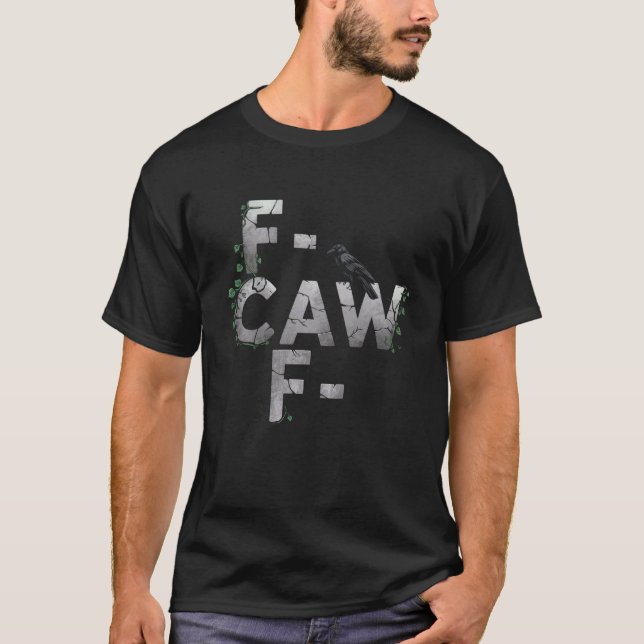 Tshirt Corbeau Noir F Caw F Drôle Oiseau Noir Lune (Devant)
