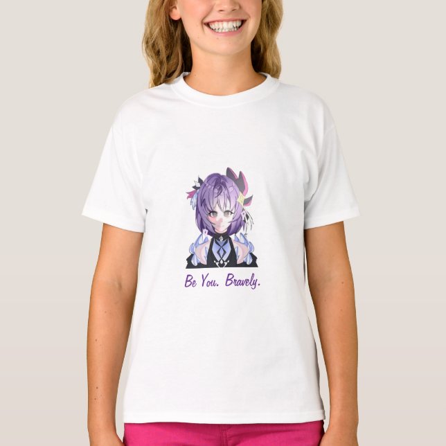 Tshirt de fille blanche avec design graphique à l' (Devant)