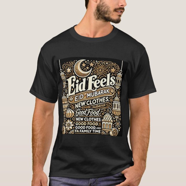 Tshirt de l'Aïd Al Fitr Moubarak pour hommes (Devant)