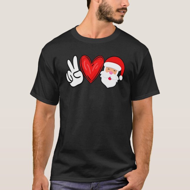 Tshirt de Noël, Tee du Père Noël, Aimer la paix Sa (Devant)