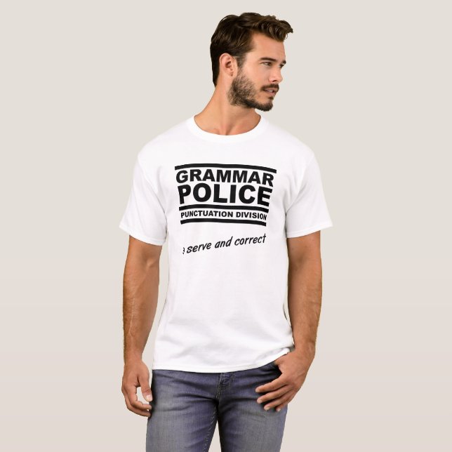 Tshirt drôle de la police de grammaire (Devant entier)