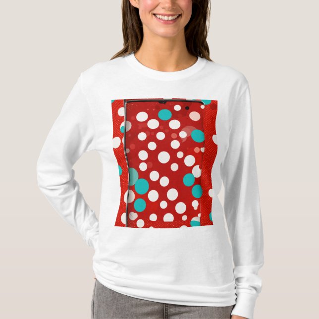 tshirt femme avec design folka rouge (Devant)