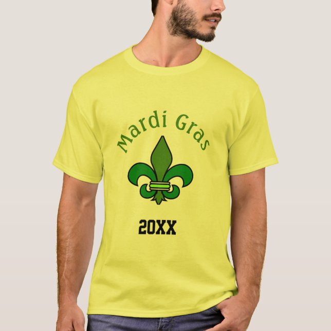 Tshirt Fleur de Lis personnalisé Mardi Gras (Devant)