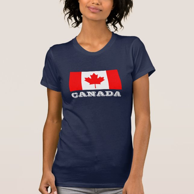 Tshirt foncé avec drapeau du Canada | Feuille d'ér (Devant)
