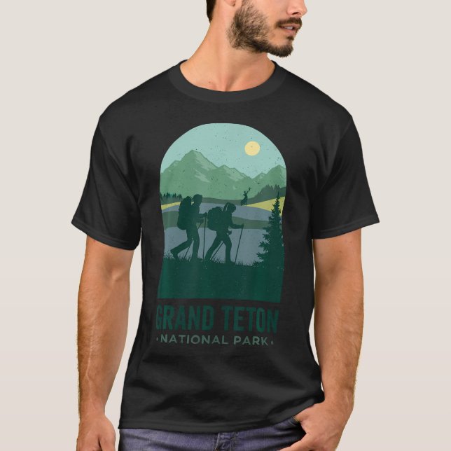 Tshirt Grand Tetons Rétro Randonnée Parc National  (Devant)
