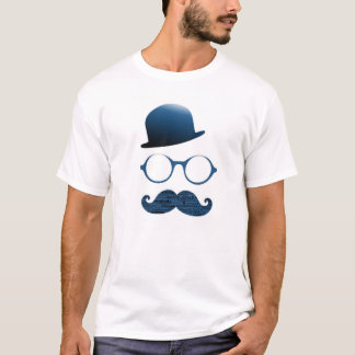 Tshirt homme blanc chapeau lunette et moustache