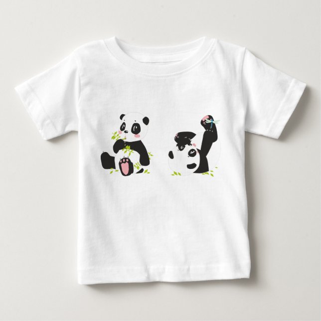 Tshirt imprimé panda mignonne pour bébés (Devant)
