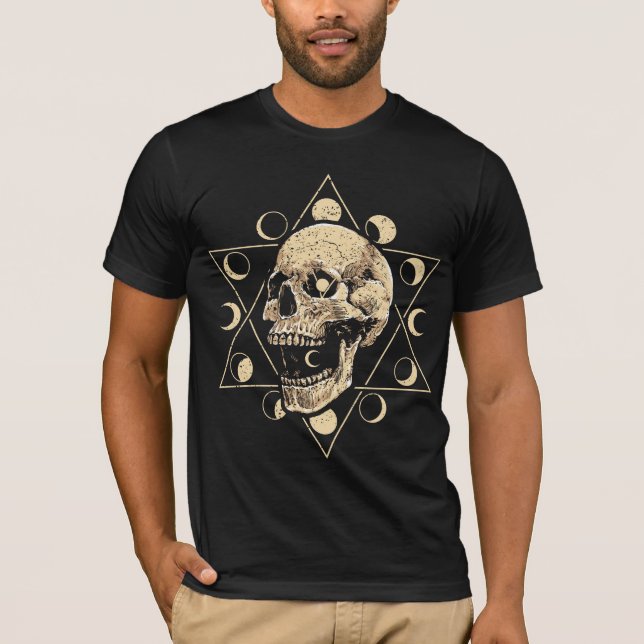 Tshirt lune mystique de géométrie sacrée du crâne (Devant)