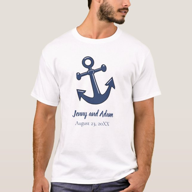 Tshirt Mariage Ancre Nautique Hommes Femmes (Devant)