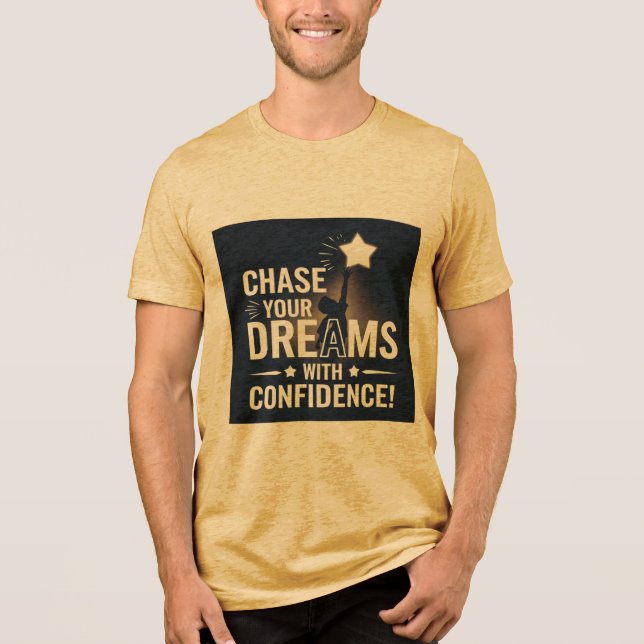 Tshirt moutarde, "Chase tes rêves avec confiance (Recto)