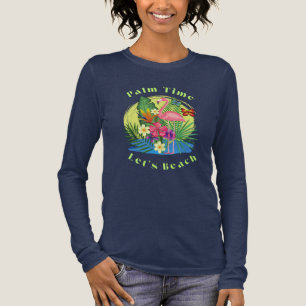 TShirt Navy à manches longues Palm et Flamingo