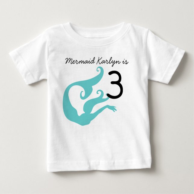 Tshirt personnalisé 3ème anniversaire Sirène (Devant)