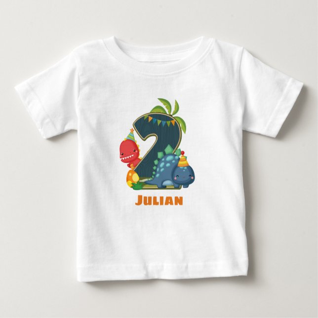 Tshirt personnalisé Dino 2e anniversaire (Devant)