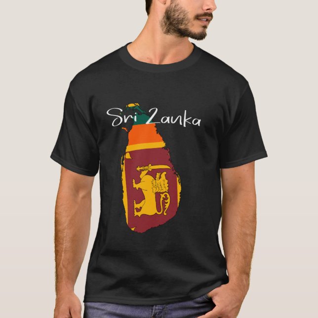 Tshirt Sri Lanka, cartes du Sri Lanka, drapeau du  (Devant)