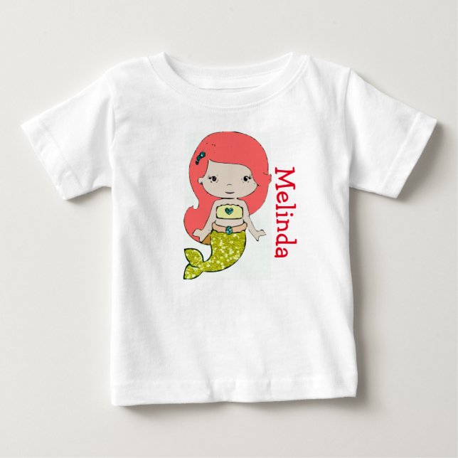 Tshirt une pièce personnalisé pour bébé sirène (Devant)