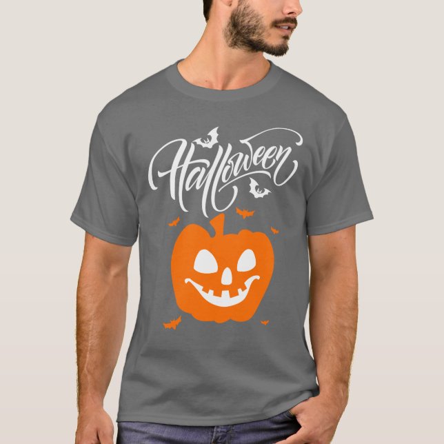 Tshirts Halloween Drôle Citrouille pour hommes (Devant)