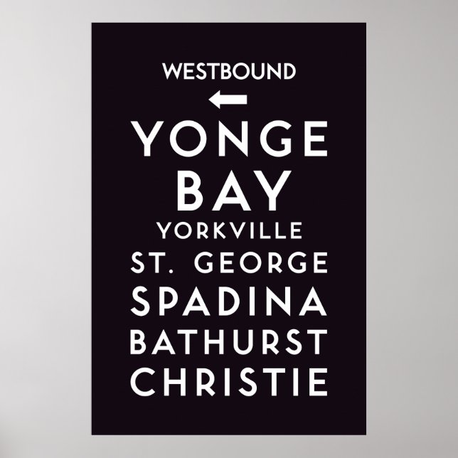 TTC - Affiche des stations de Westbound (Devant)