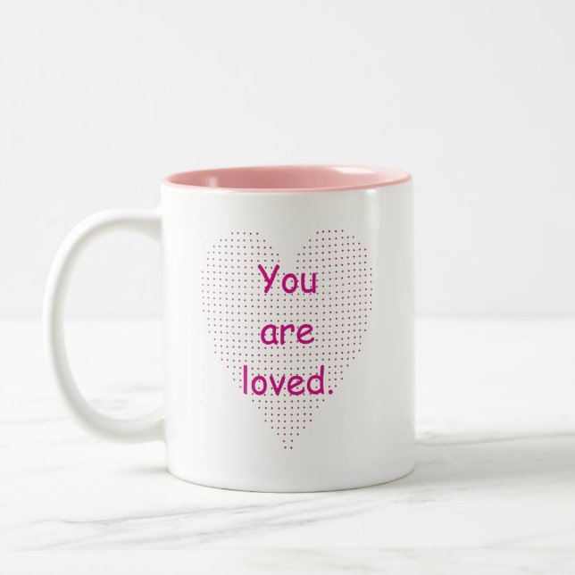 Tu es aimé, Pointillisme Coeur Mugs (Gauche)