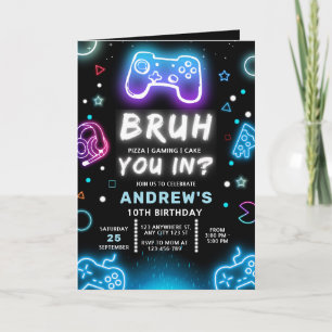 TU ES DEDANS ? Invitation d'anniversaire Neon Game